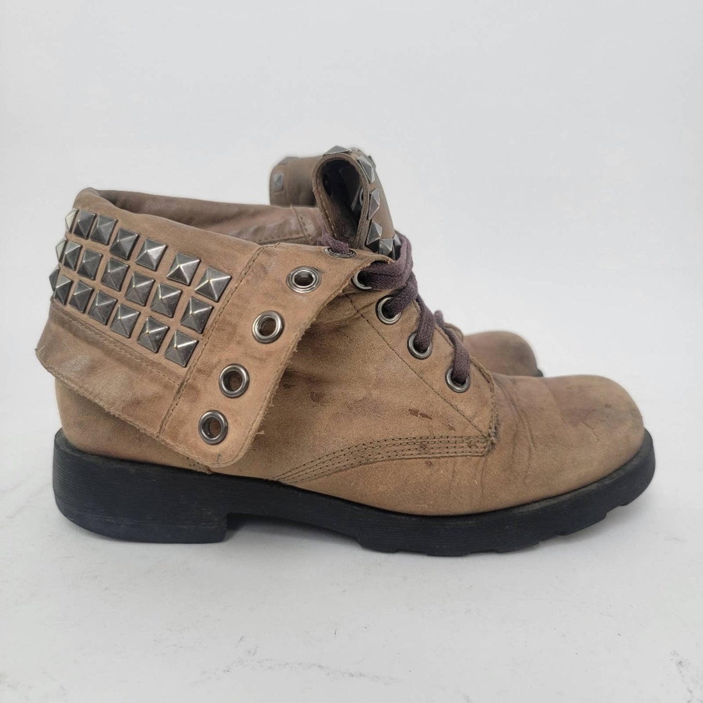 Studded Chunky Rivet Moto Boots - 6.5