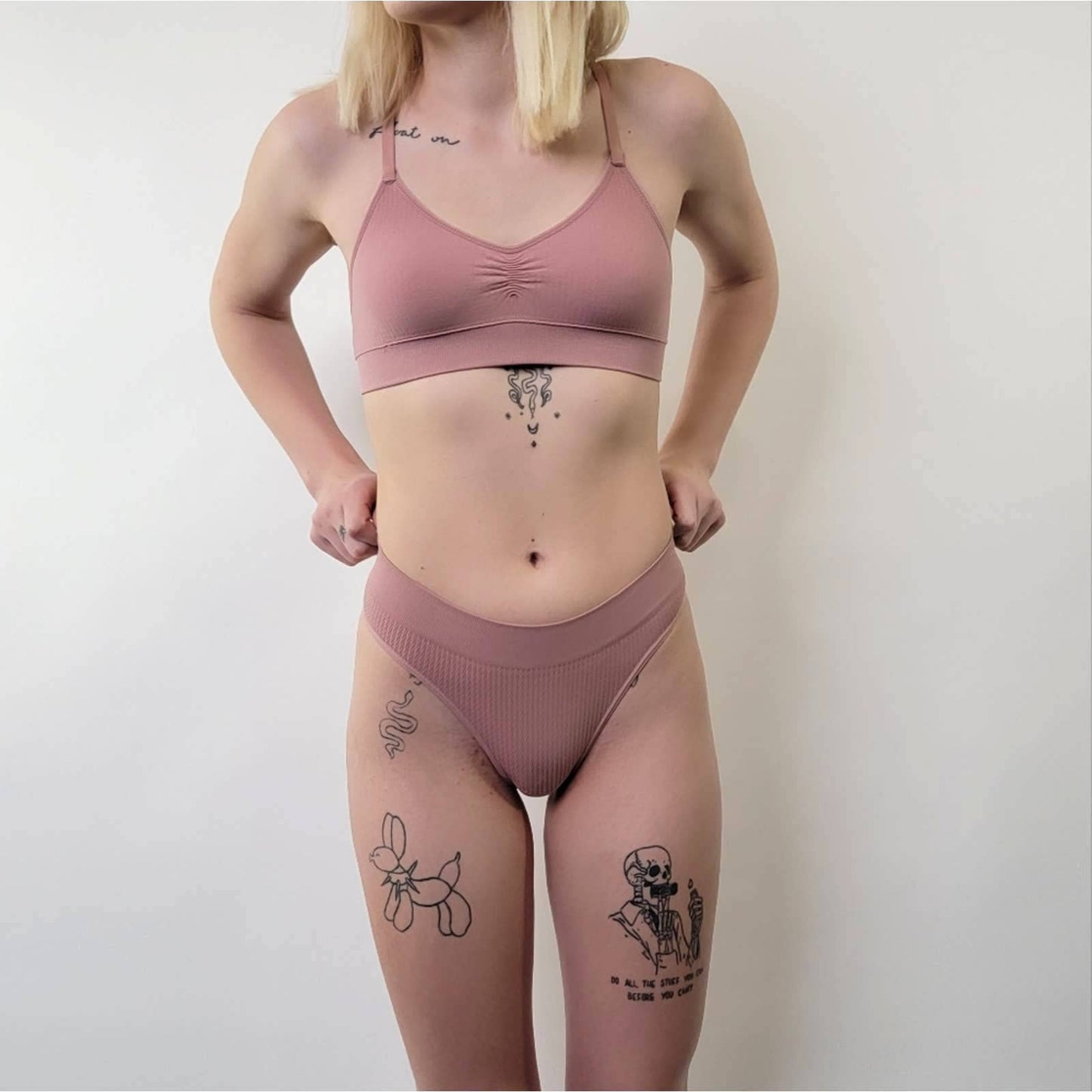 Dusty Pink Plain Lingerie Set - S