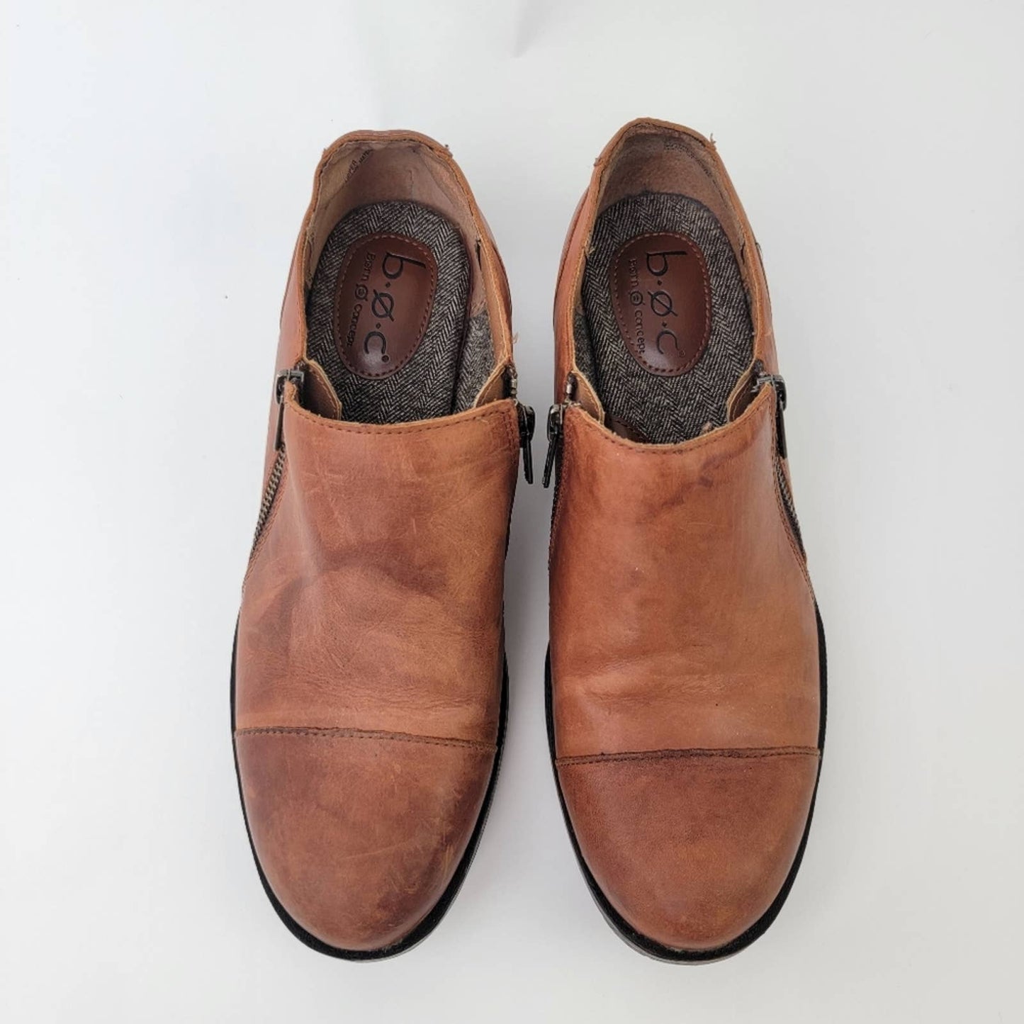 BOC Born Concept Brown Double Zipper Cap Toe Oxford Shoe - 9