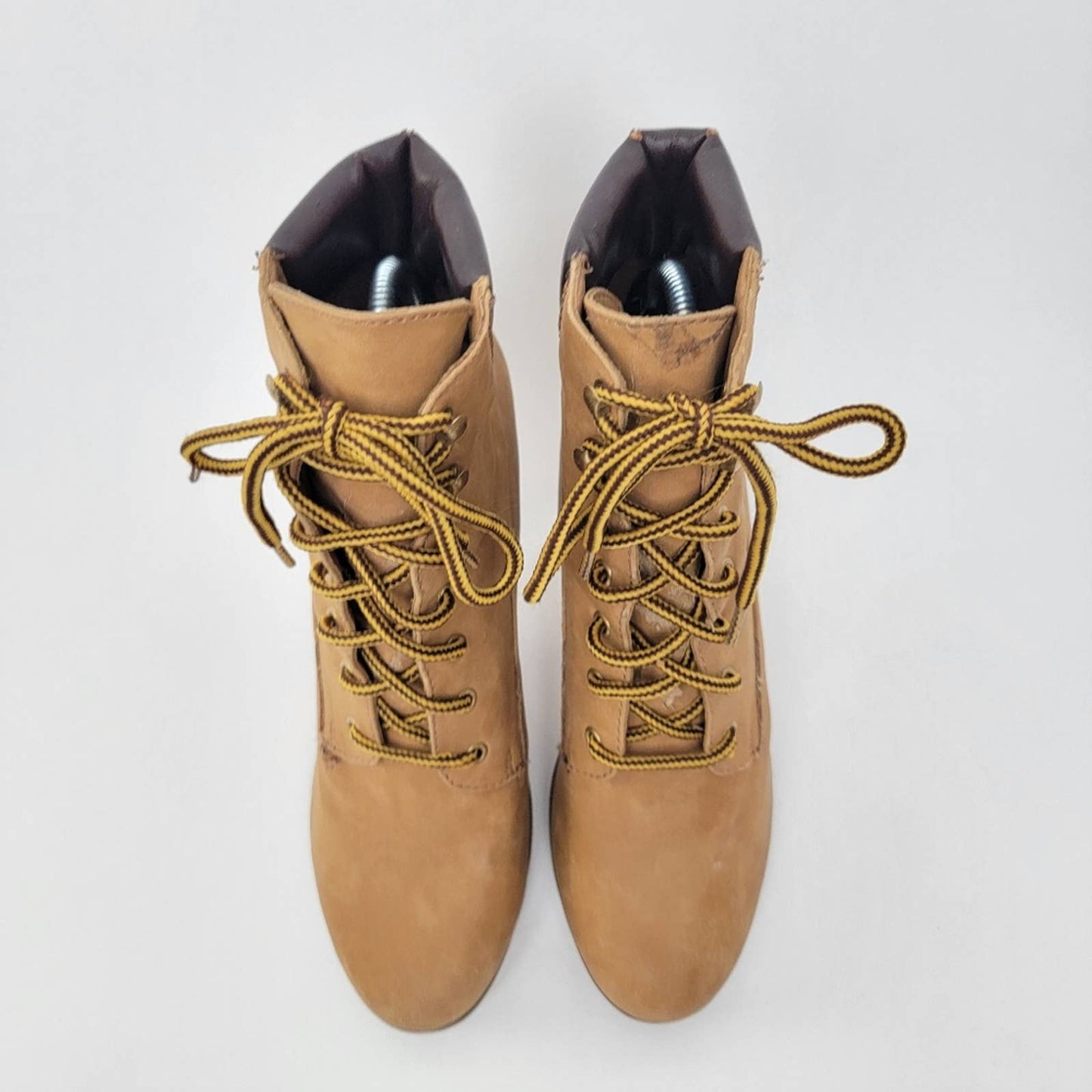 Nubuck Leather Lace-Up Stiletto Heel Chukka Booties - 9.5
