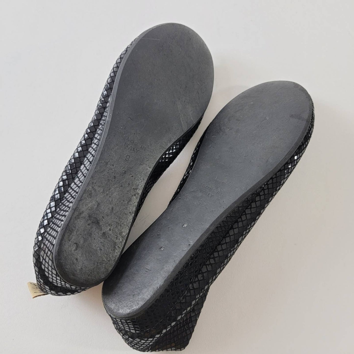 fs/ny French Sole Zeppa Black Fish Python Snake Scale Flats - 9