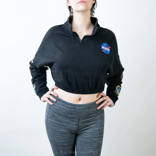 Chemistry NASA Black Cropped Sweatshirt - L