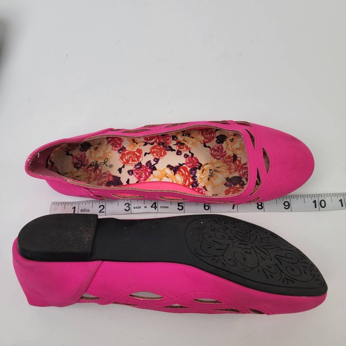 Hot Neon Pink Laser Cute Ballet Flats - 7