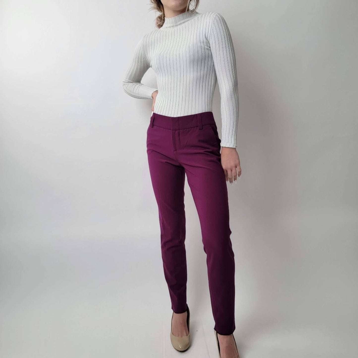 Alice + Olivia Burgundy Straight Slim Pants - 2