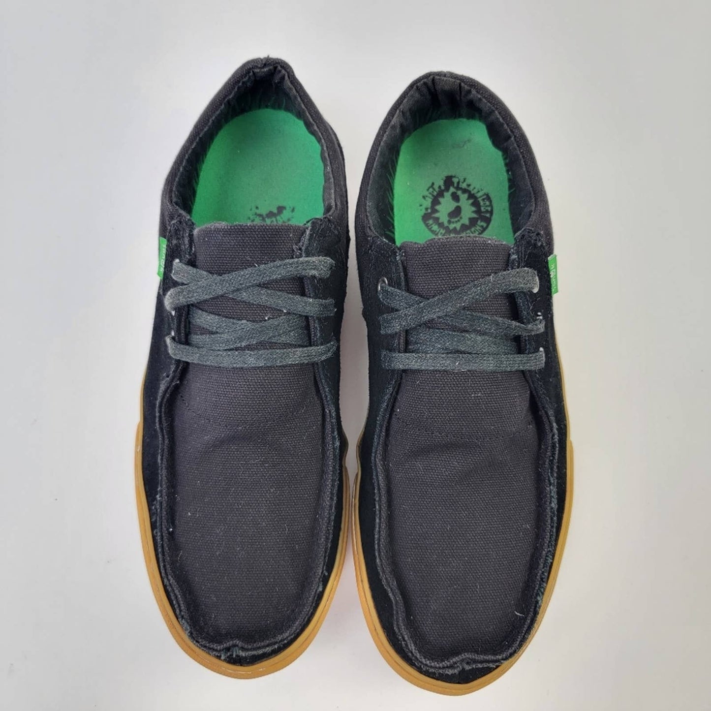 Sanuk The Sea Man NuNami Black Gum Lace Up Sneaker Loafers - 9