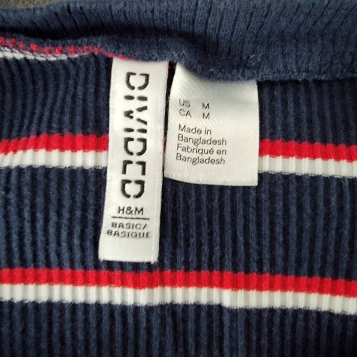 H&M Red White & Blue Stripe Crop Top - Medium