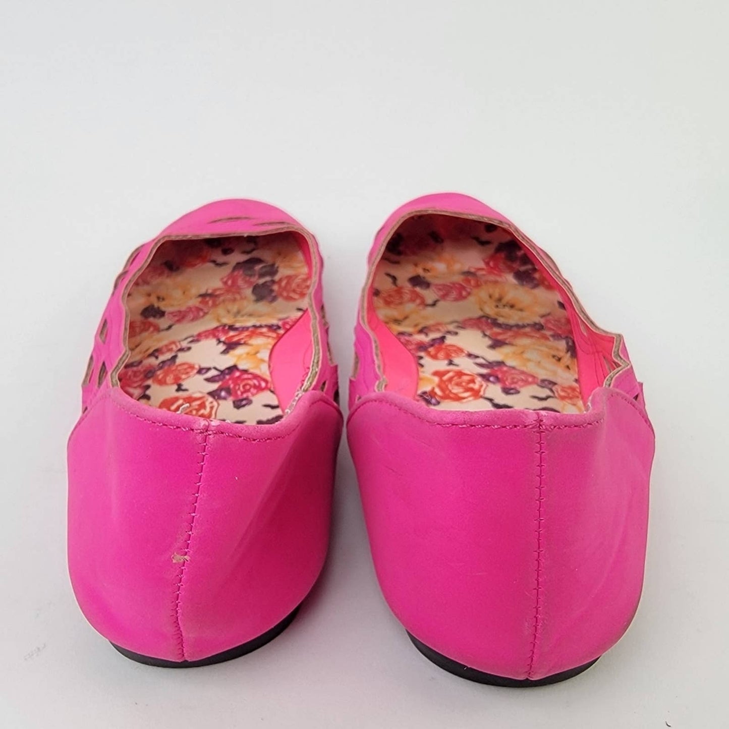 Hot Neon Pink Laser Cute Ballet Flats - 7