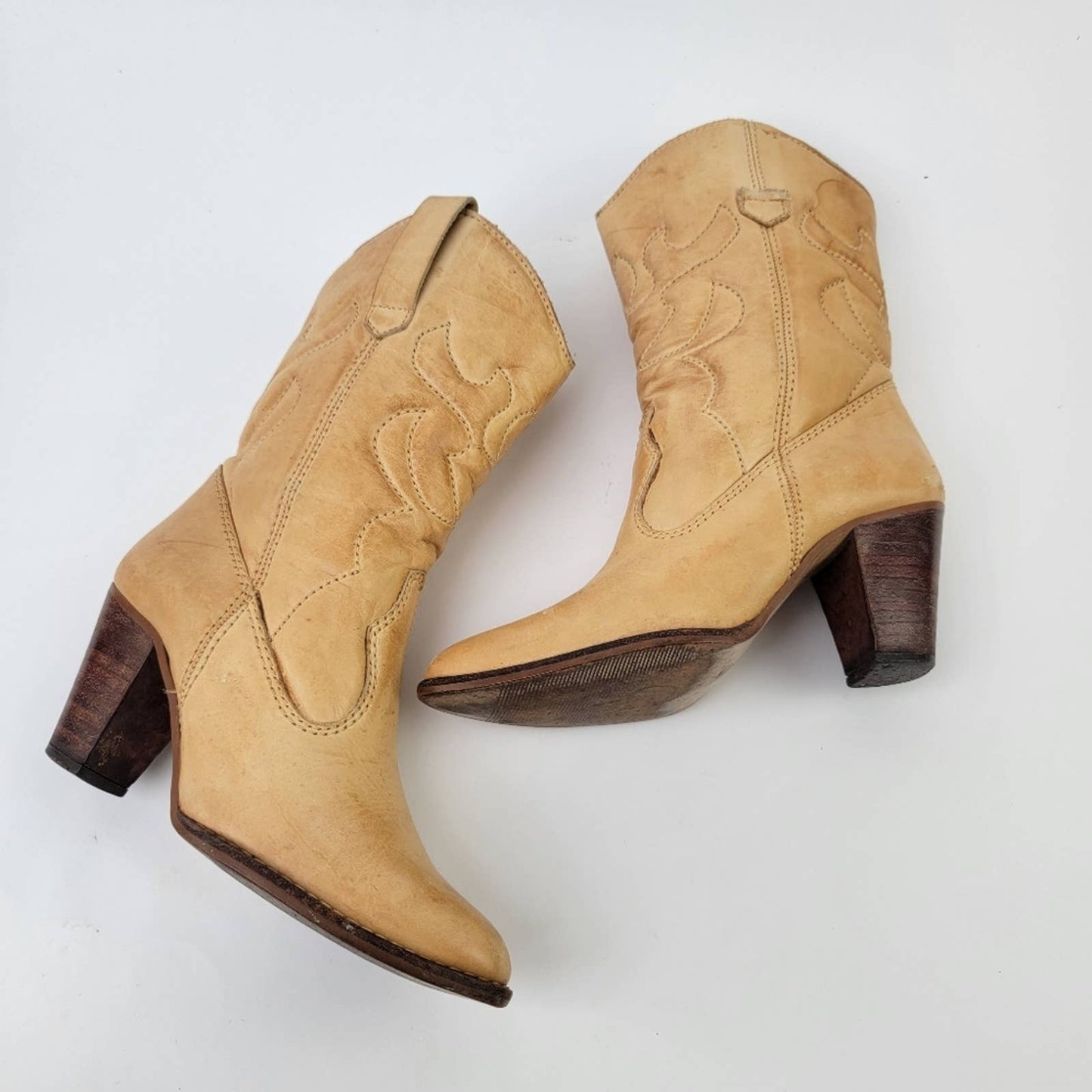 Vintage 70s Leather Western Cowboy Boots - 7