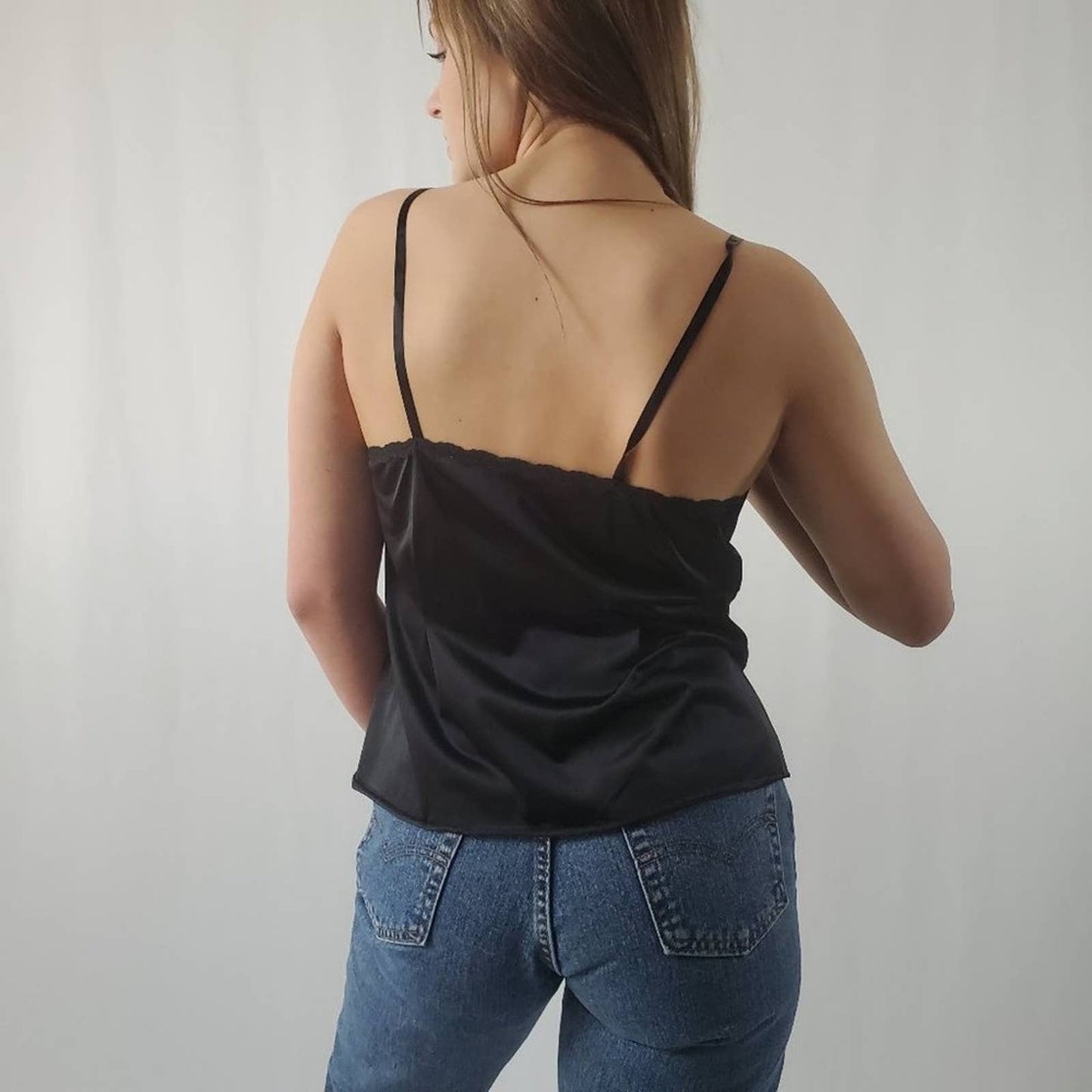Vtg 60's Vanity Fair Black Lace Lingerie Cami