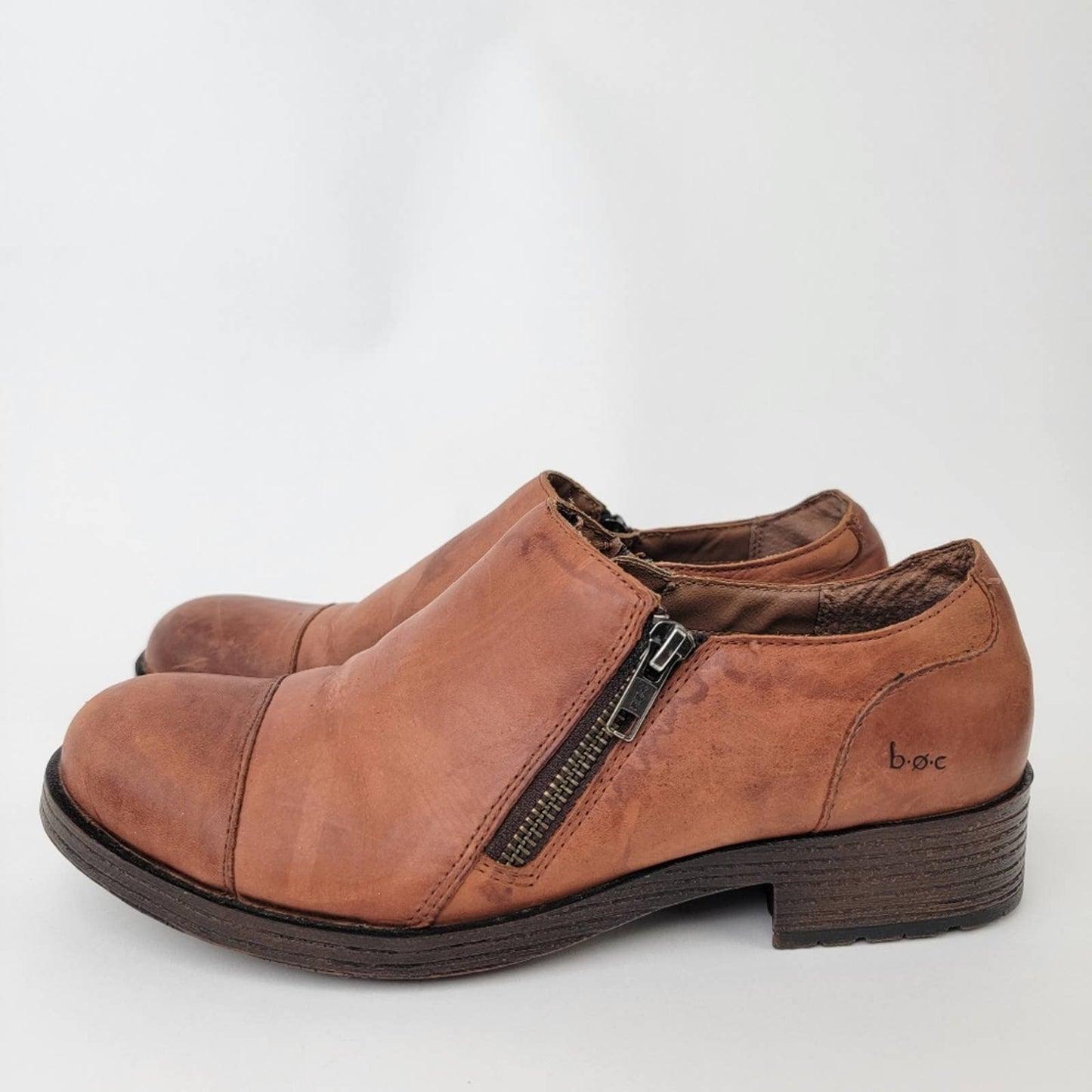 BOC Born Concept Brown Double Zipper Cap Toe Oxford Shoe - 9