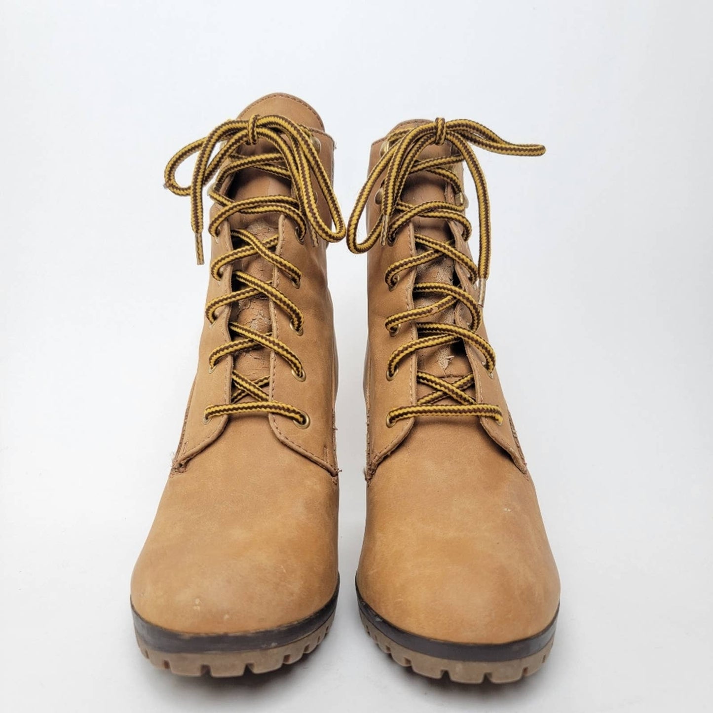 Nubuck Leather Lace-Up Stiletto Heel Chukka Booties - 9.5