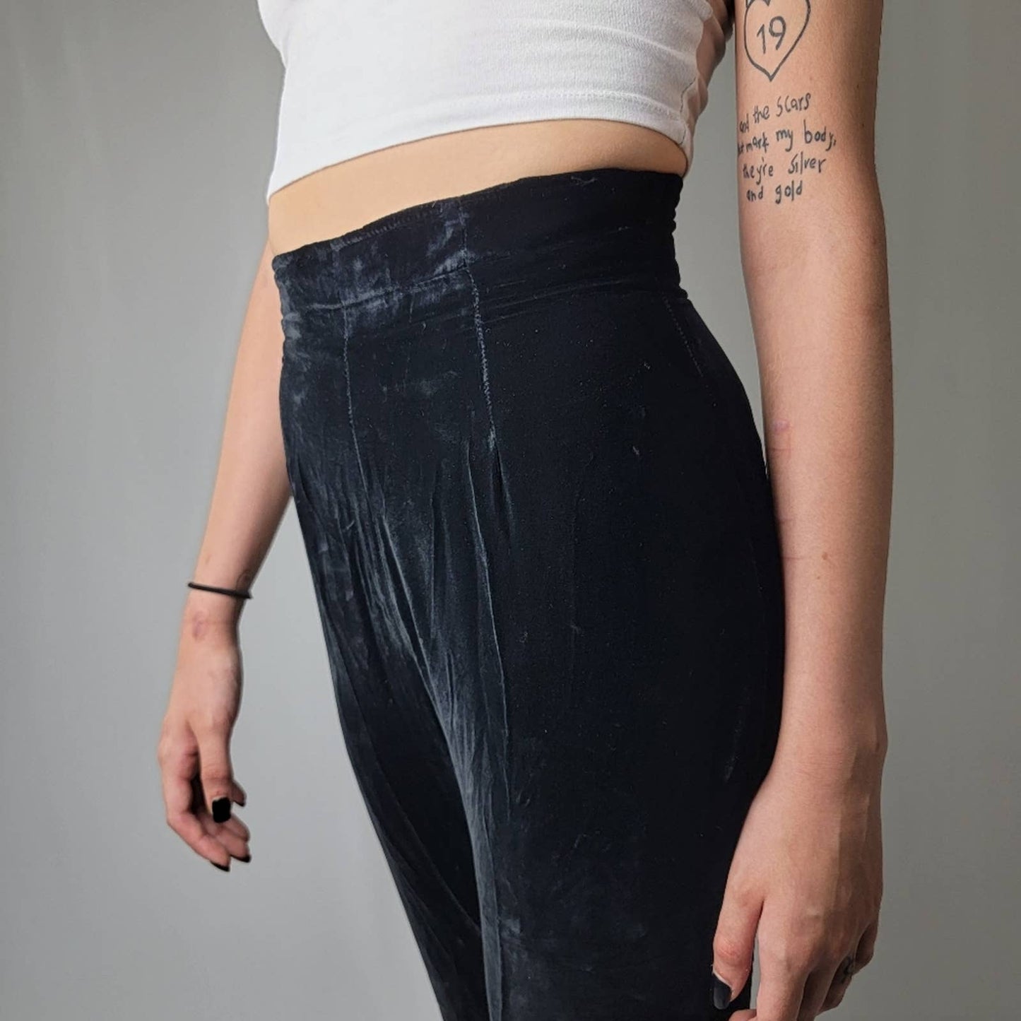 80's Patricia Clyne Black High Rise Velvet Stirrup Pants