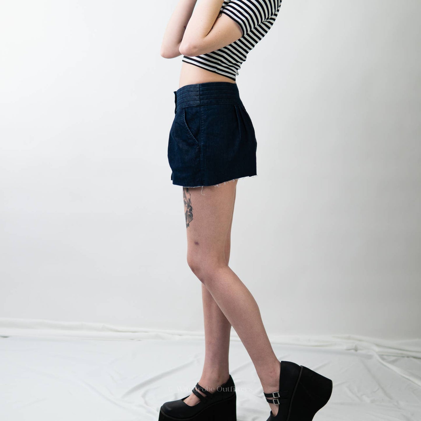 Anthro Pilcro and the Letterpress Raw Hem Denim Micro Mini Skirt