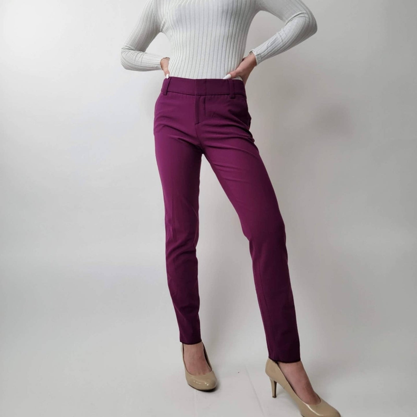 Alice + Olivia Burgundy Straight Slim Pants - 2