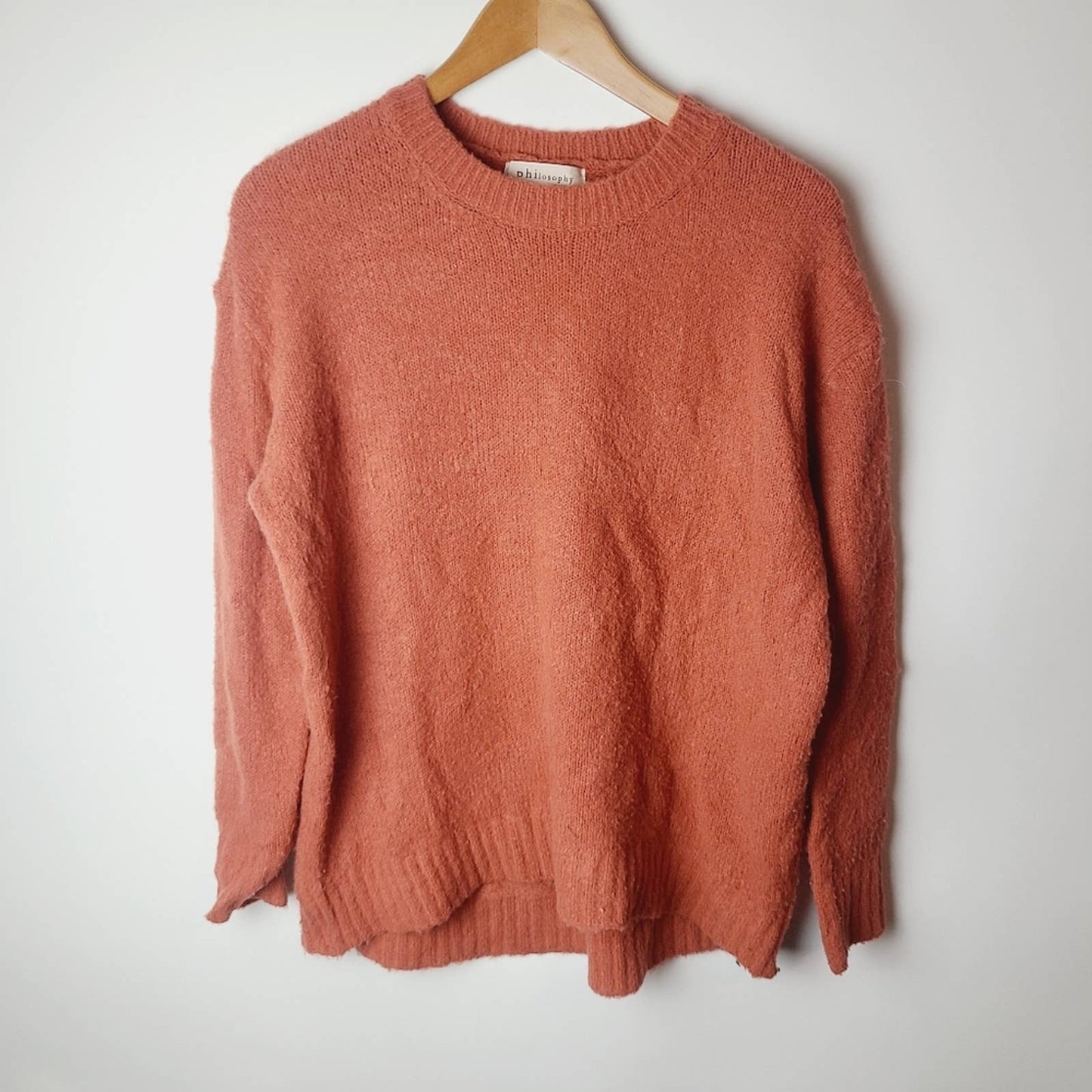 Philosophy Burnt Orange Soft Fuzzy Crewneck Sweater