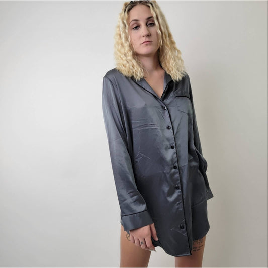 Victoria's Secret Silky Grey Sleep Shirt Dress - M