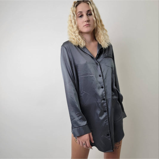 Victoria's Secret Silky Grey Sleep Shirt Dress - M