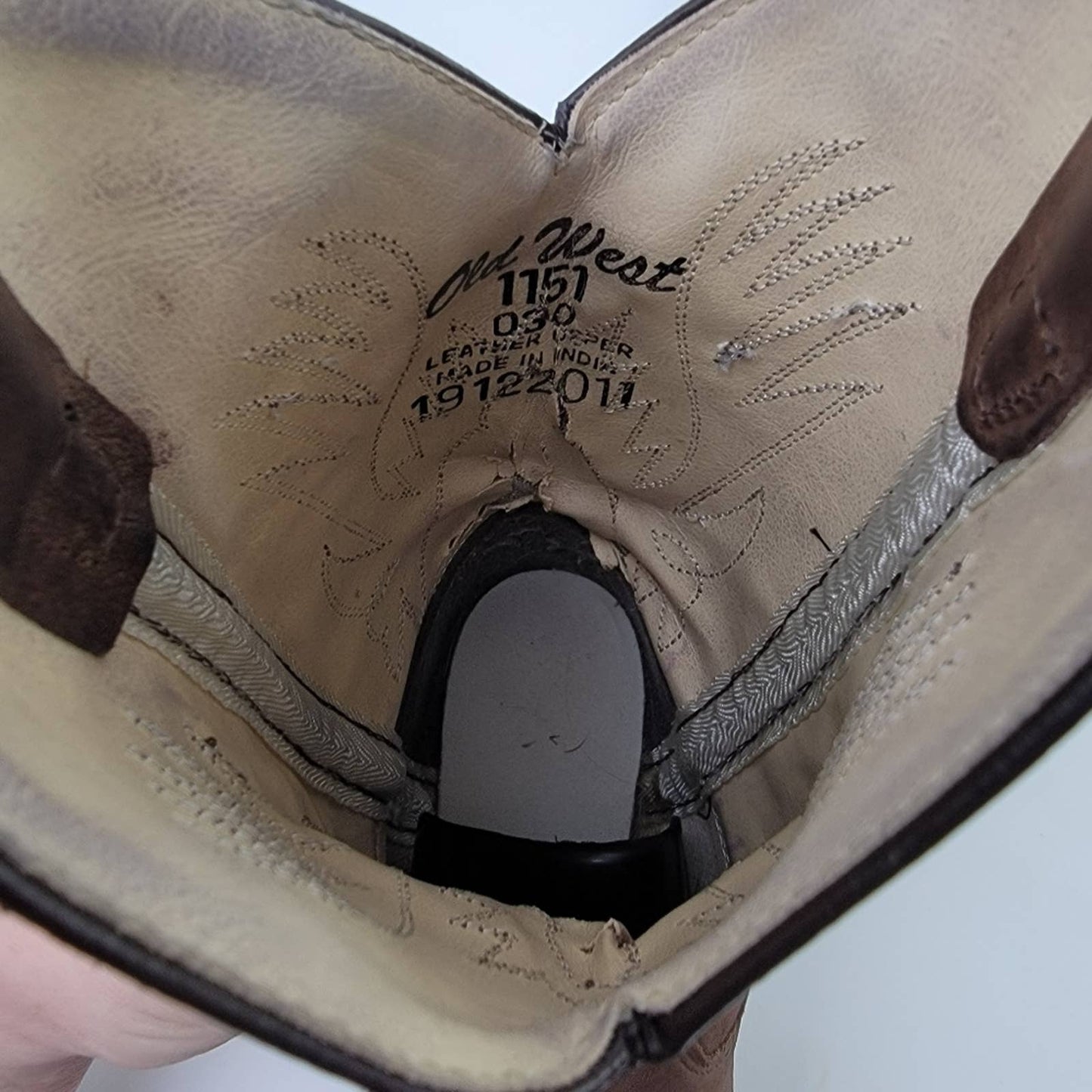 Old West Corona Leather Point Toe Cowboy Boots - 3 D