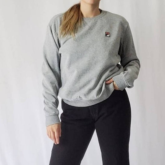 Y2K Fila Gray Crewneck Pullover Sweatshirt - L