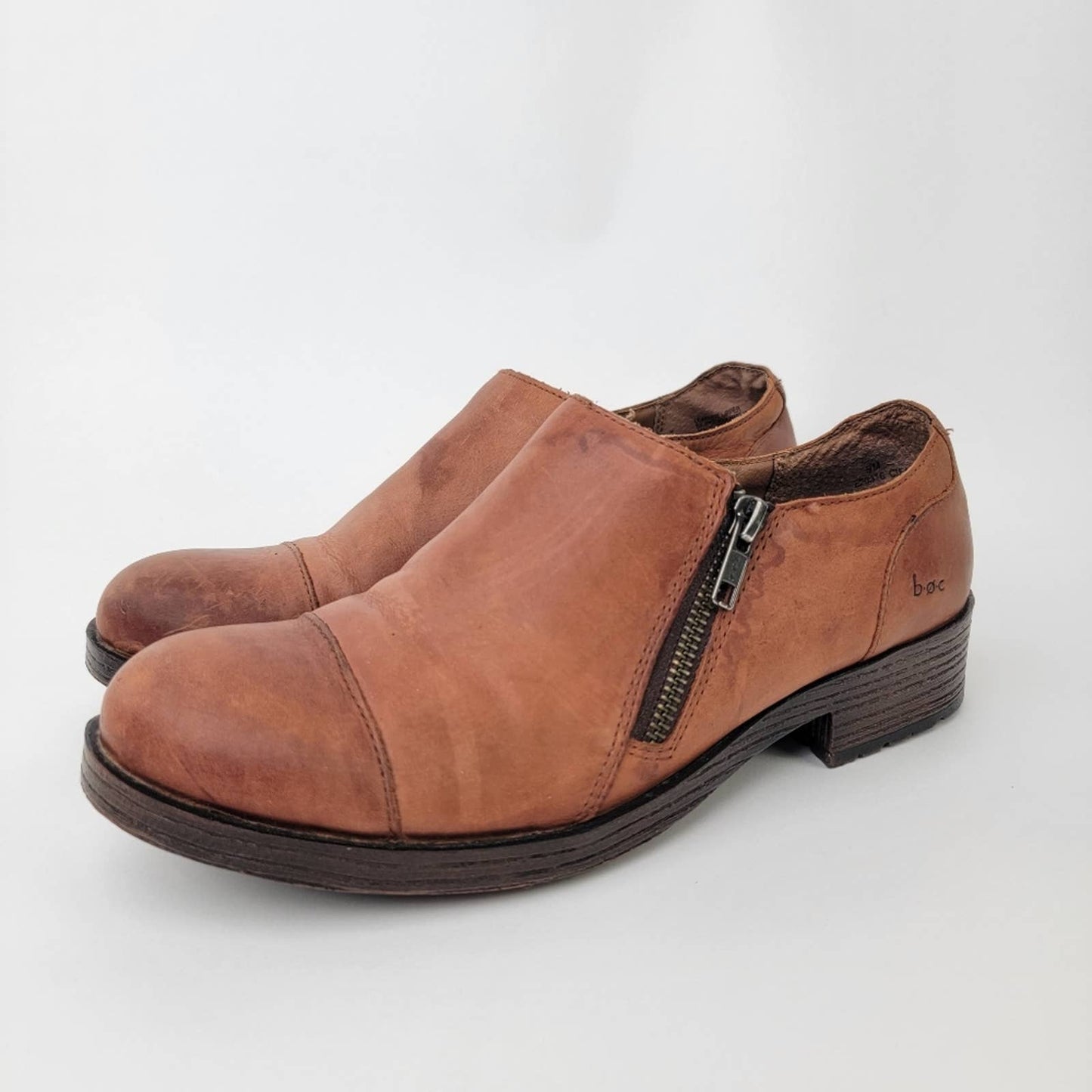 BOC Born Concept Brown Double Zipper Cap Toe Oxford Shoe - 9