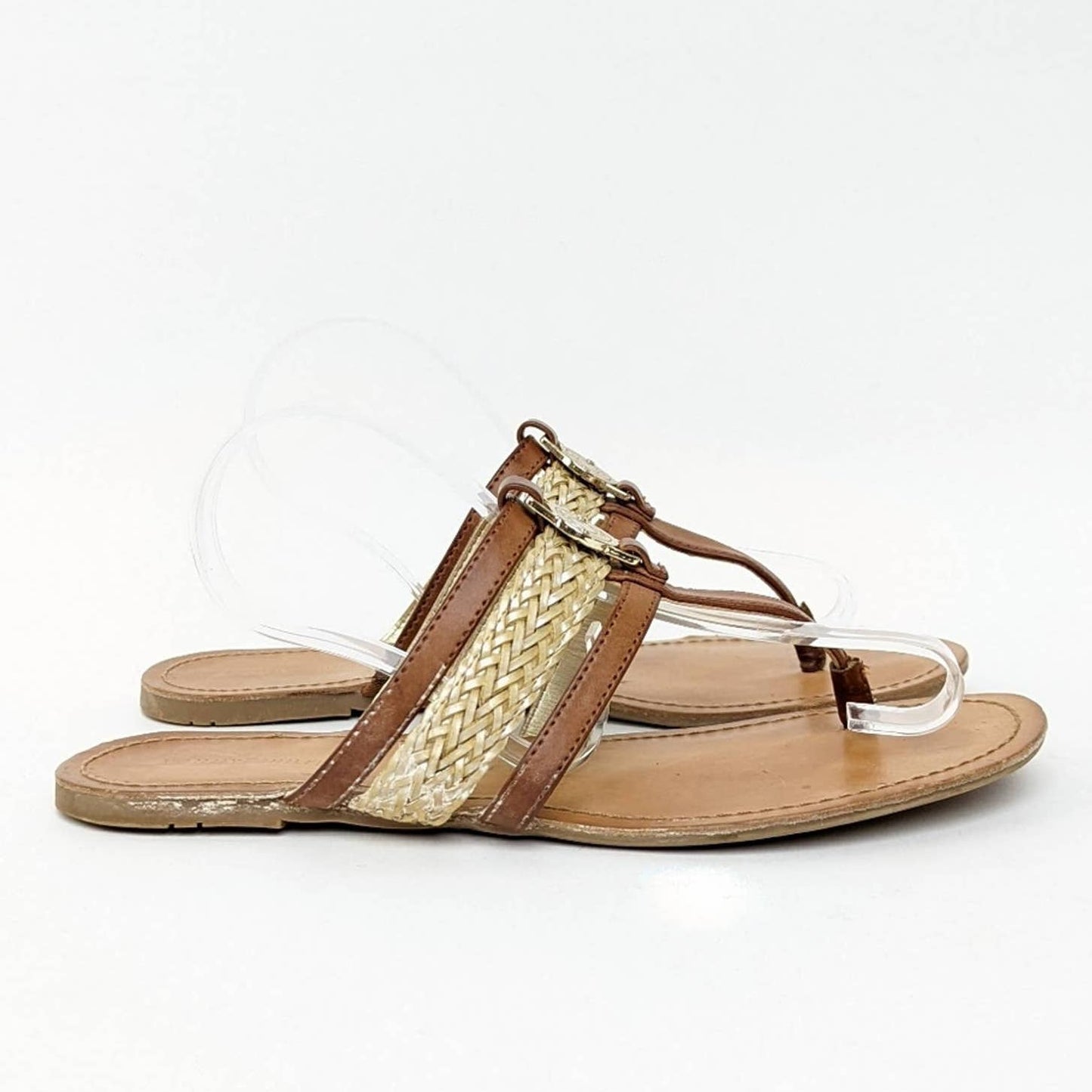 Tommy Hilfiger Gold And Brown Thong Sandals - 7.5
