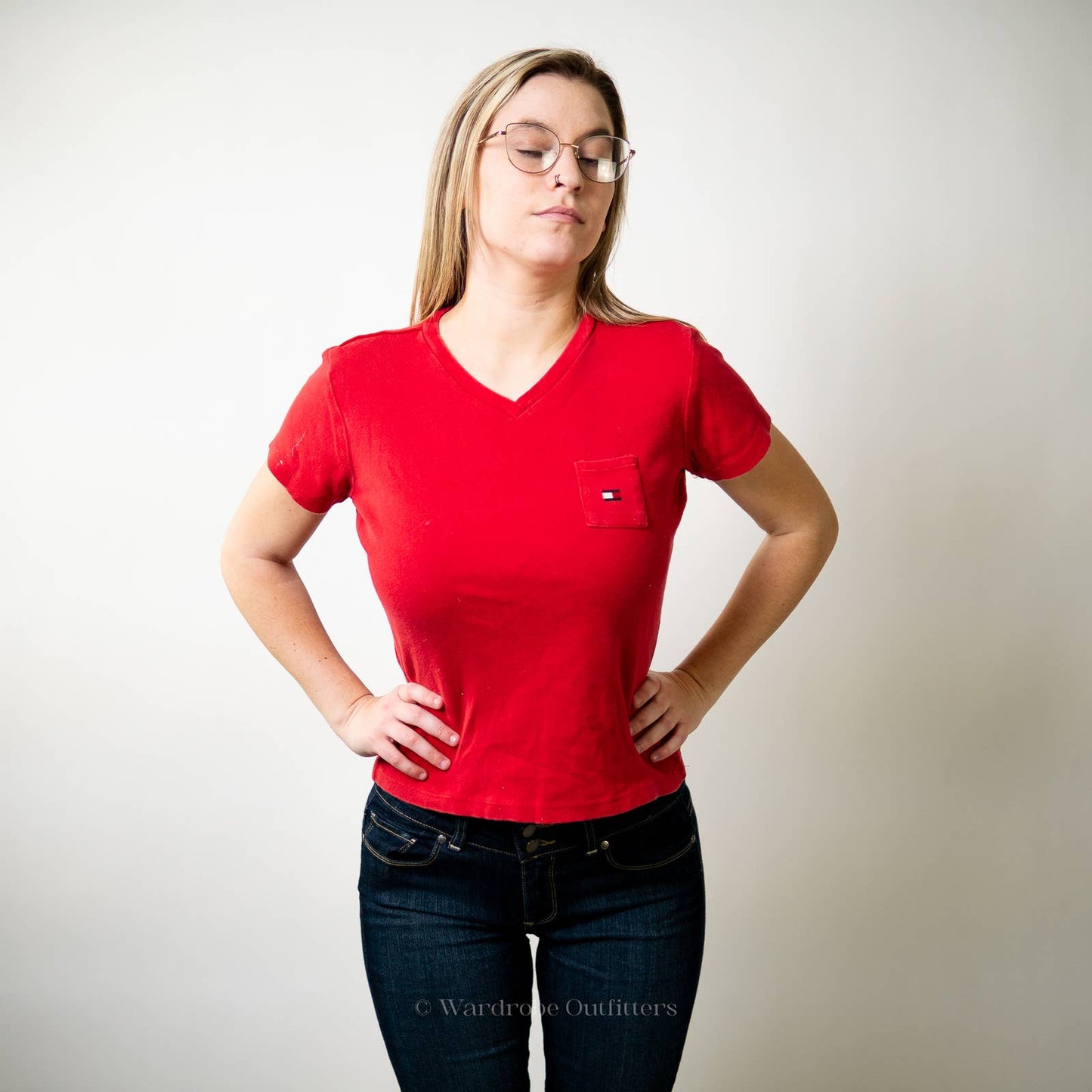 Vintage 90s Tommy Hilfiger Cropped Baby Tee - L