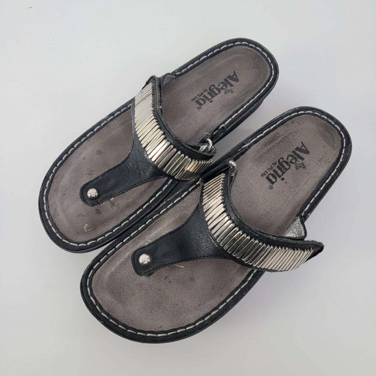 Alegria by PG Lite Carina Black Slip On Thong Platform Sandals - 9