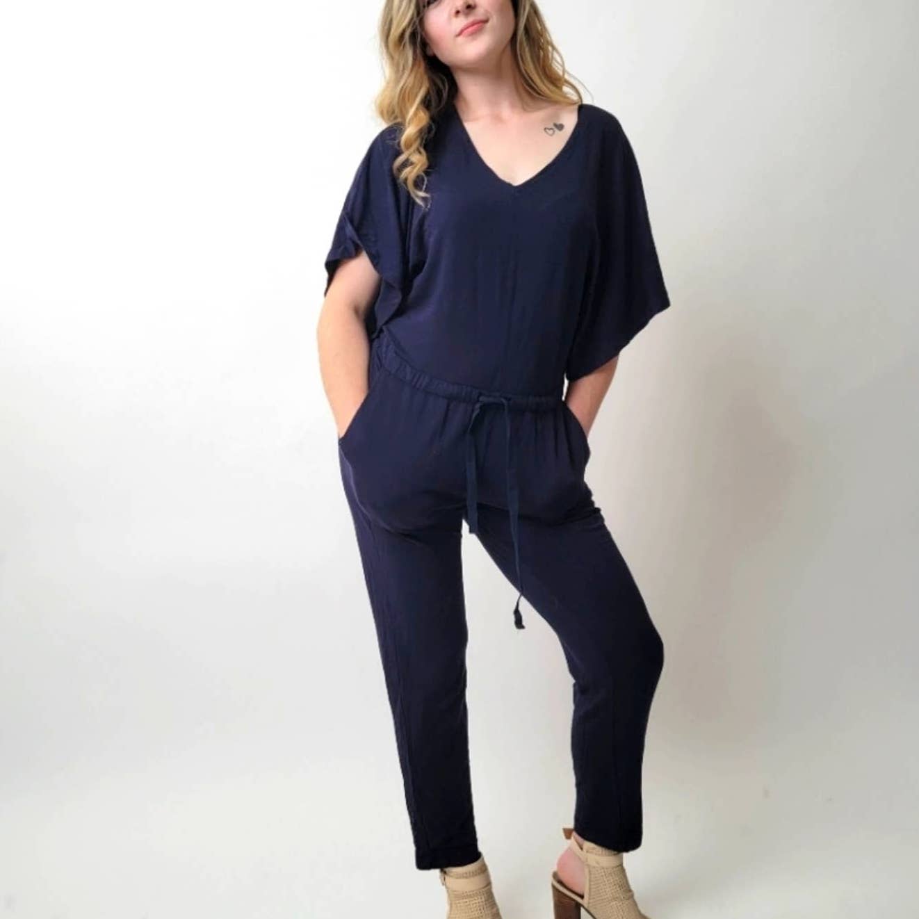 NWOT J. Crew Navy Blue V-neck Jumpsuit - 4