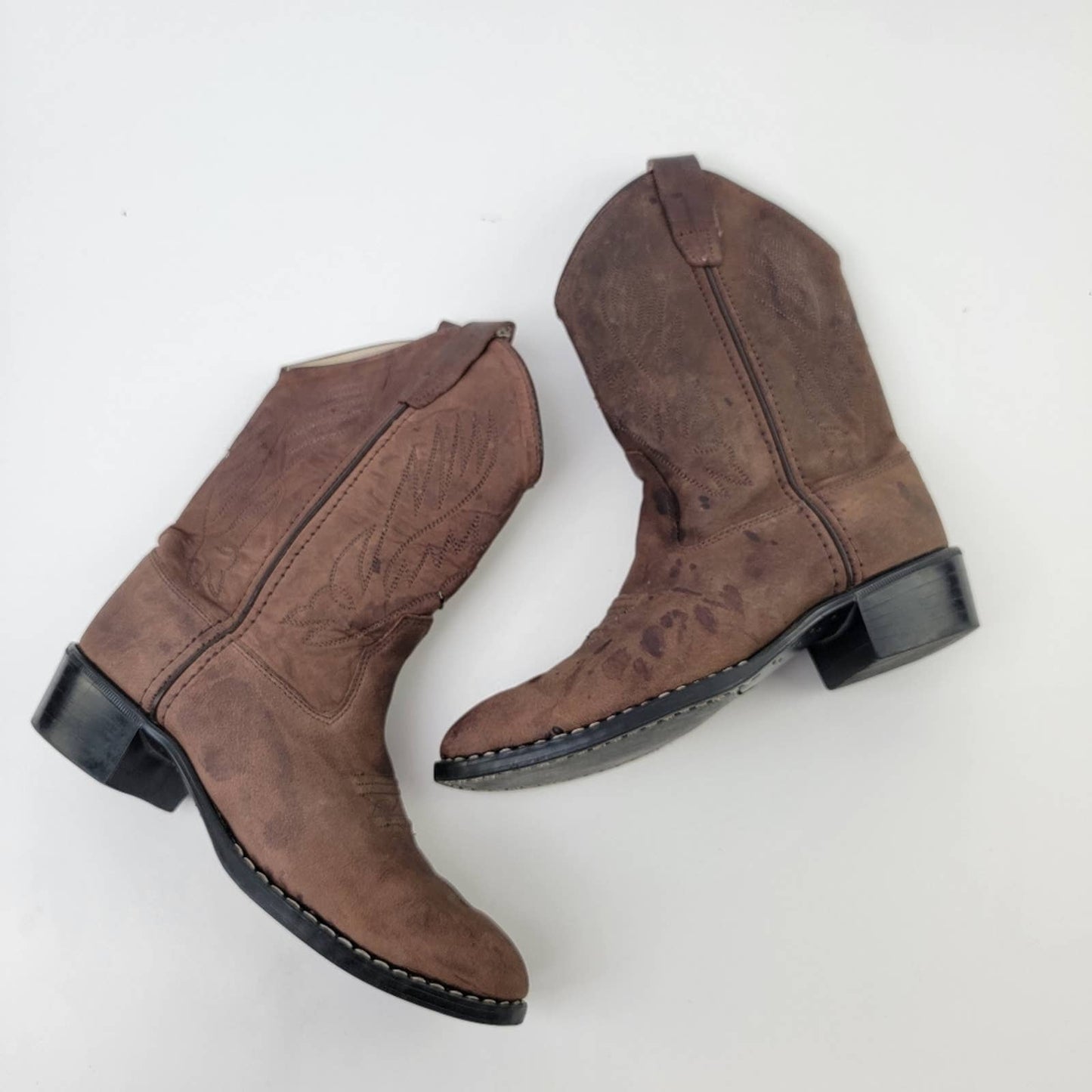 Old West Corona Leather Point Toe Cowboy Boots - 3 D