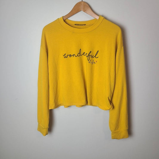 Cropped "Wonderful Life " Sweatshirt - L