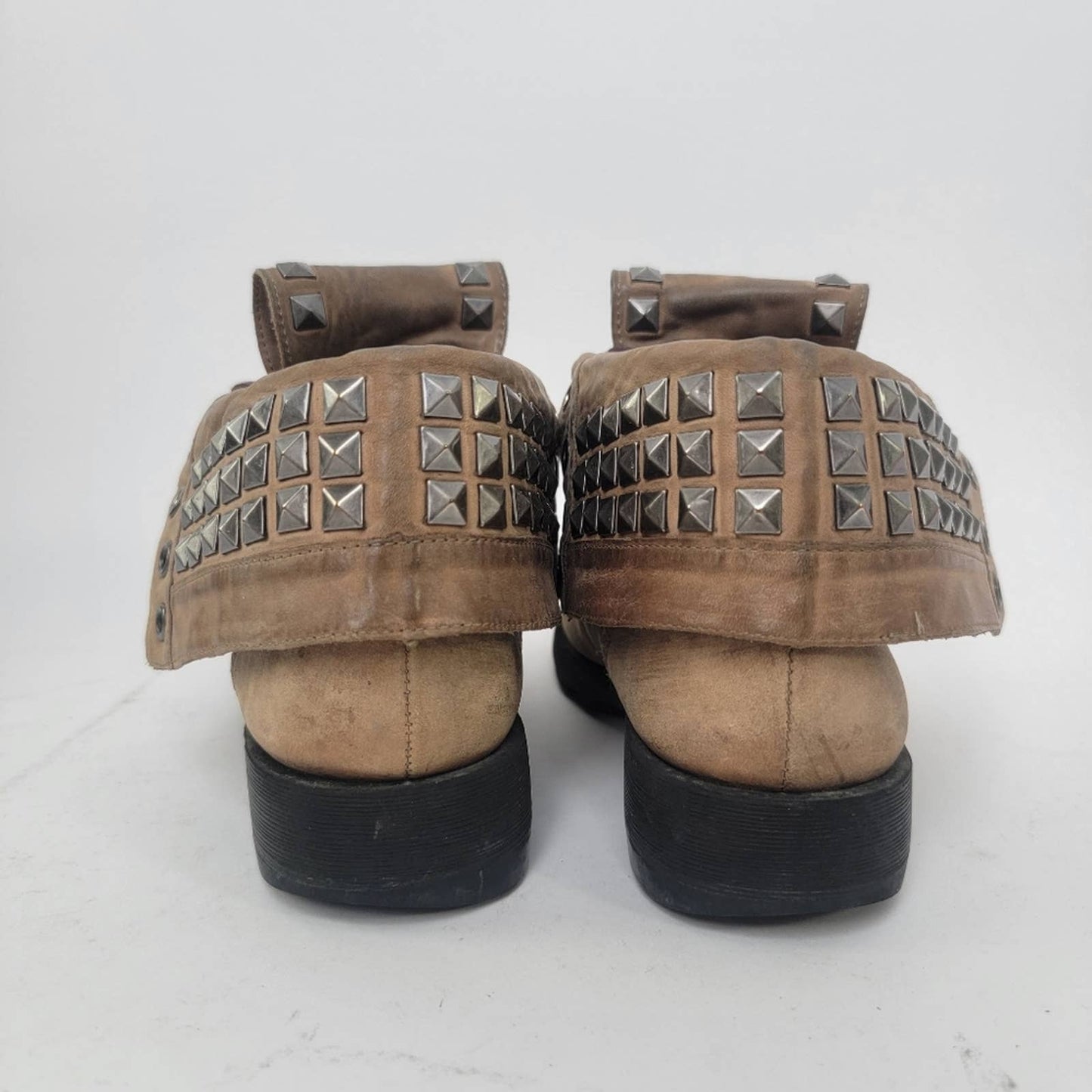 Studded Chunky Rivet Moto Boots - 6.5