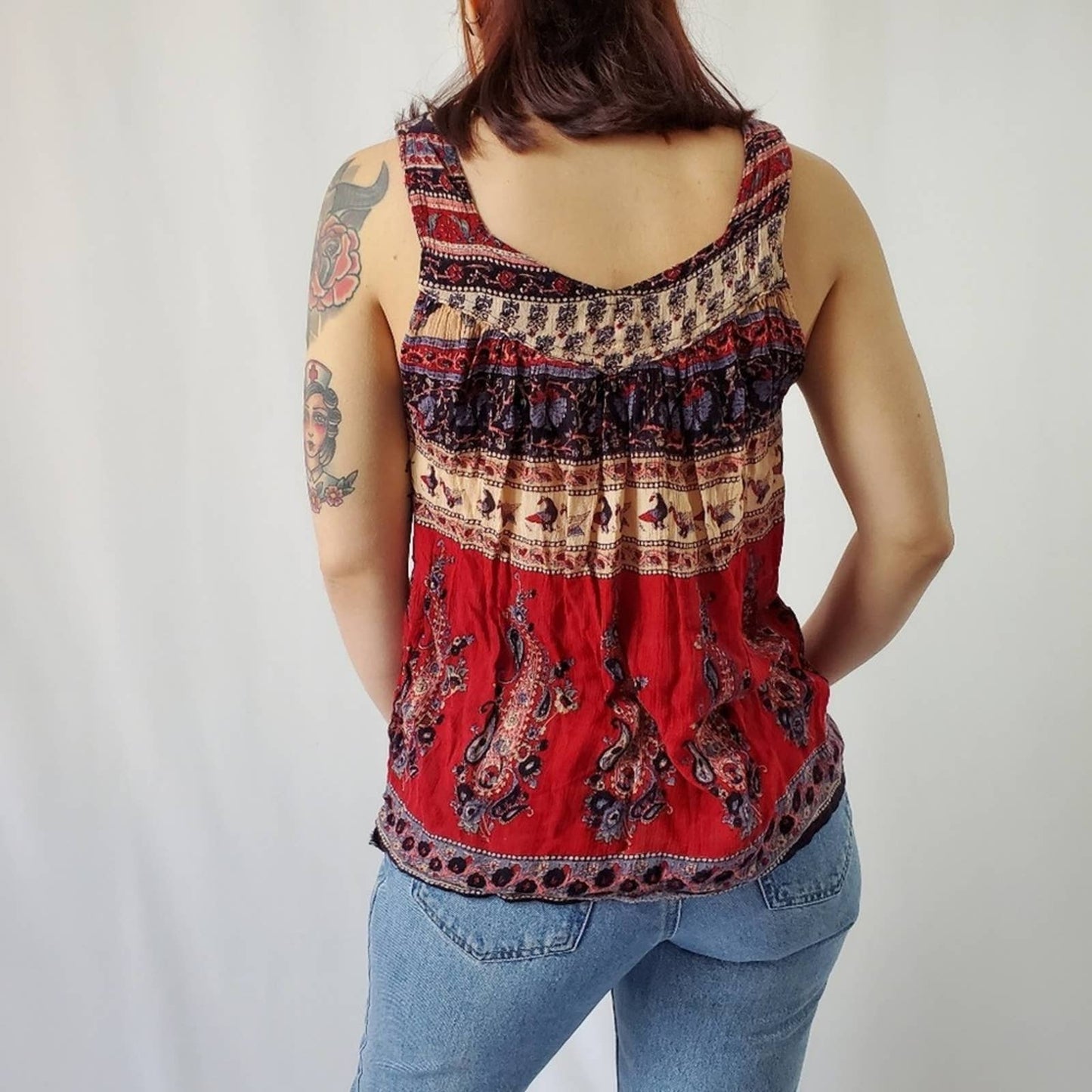 Gypsi Rose World Travelers Boho Flowy Tank Top Tunic