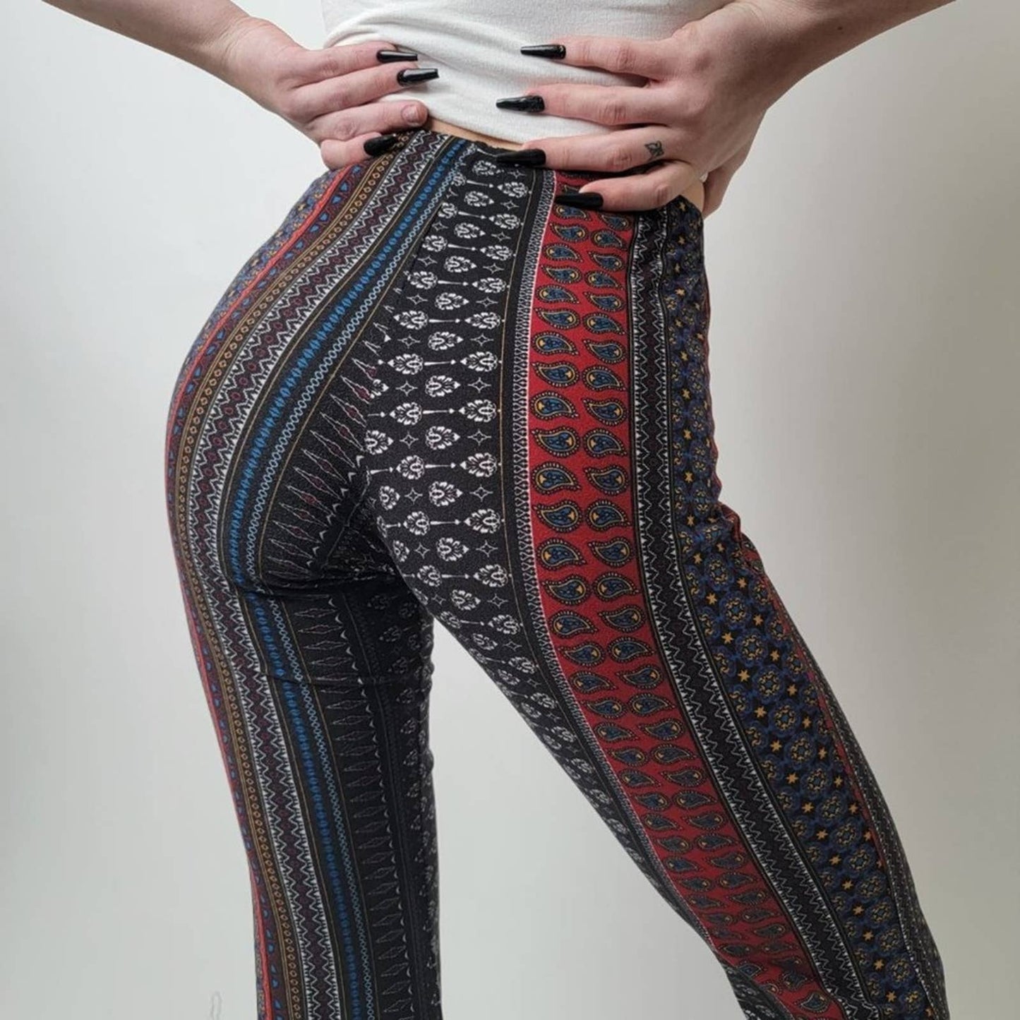 LA Gypsy Flared Boho High Rise Leggings - S