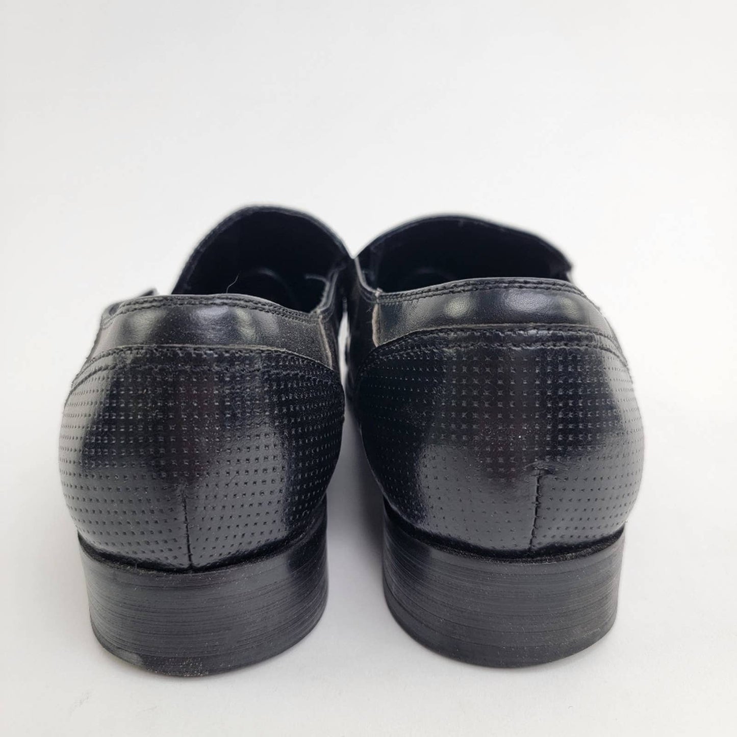 Robert Wayne Crash Snipped Square Toe Black Leather Loafers