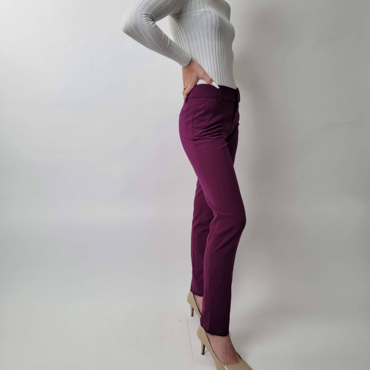 Alice + Olivia Burgundy Straight Slim Pants - 2