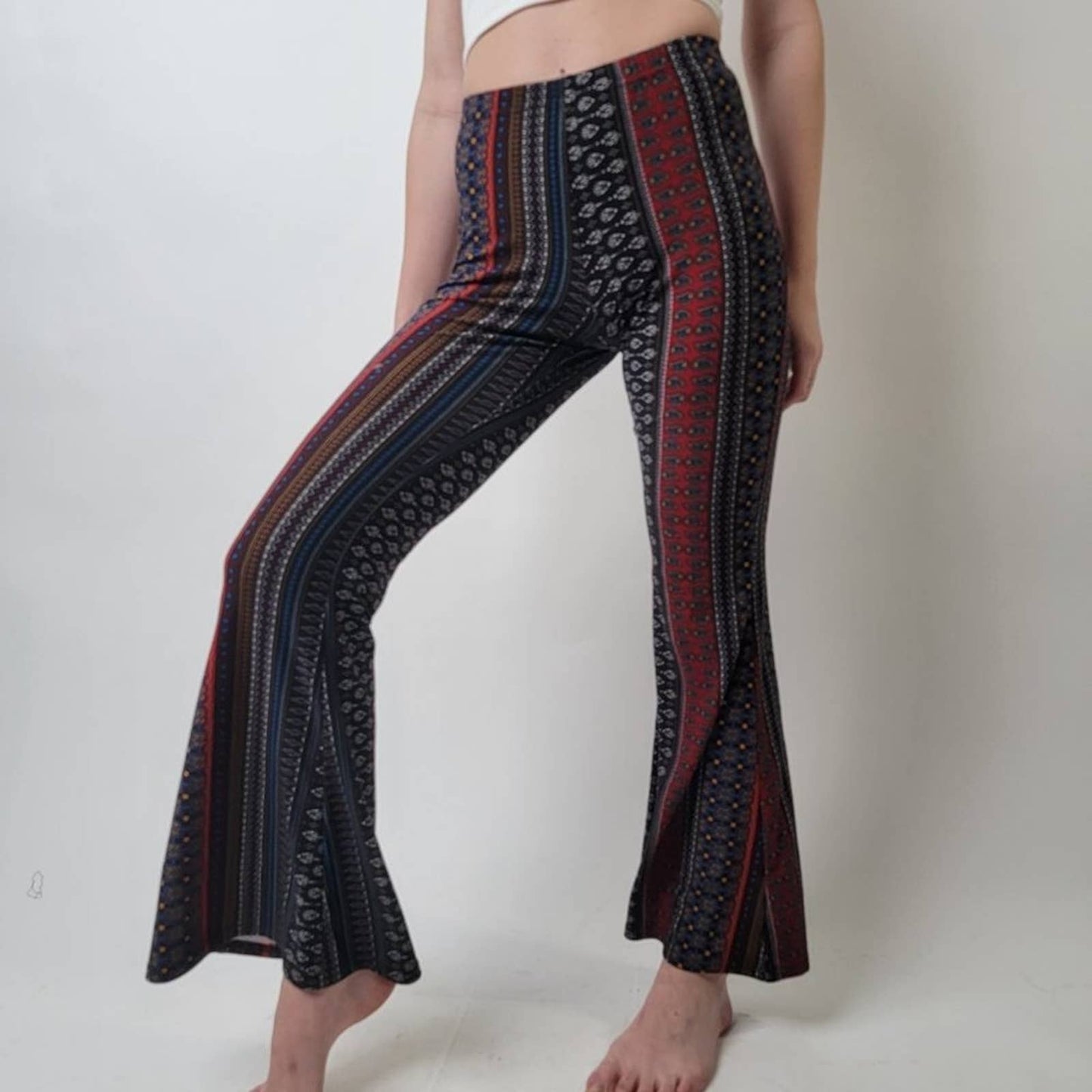 LA Gypsy Flared Boho High Rise Leggings - S
