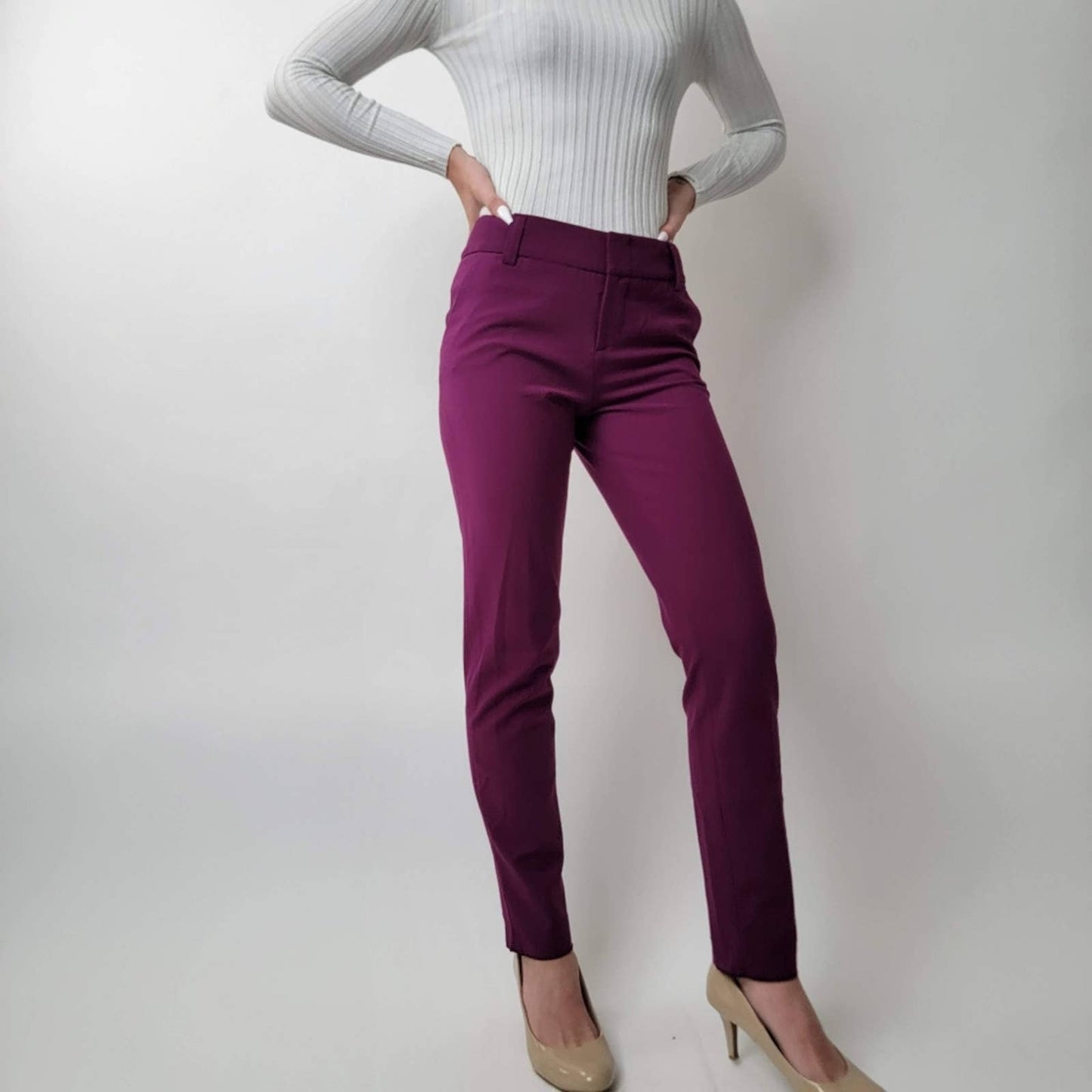 Alice + Olivia Burgundy Straight Slim Pants - 2