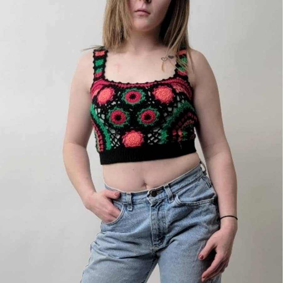 Handmade Crochet Knit Crop Top - S/M