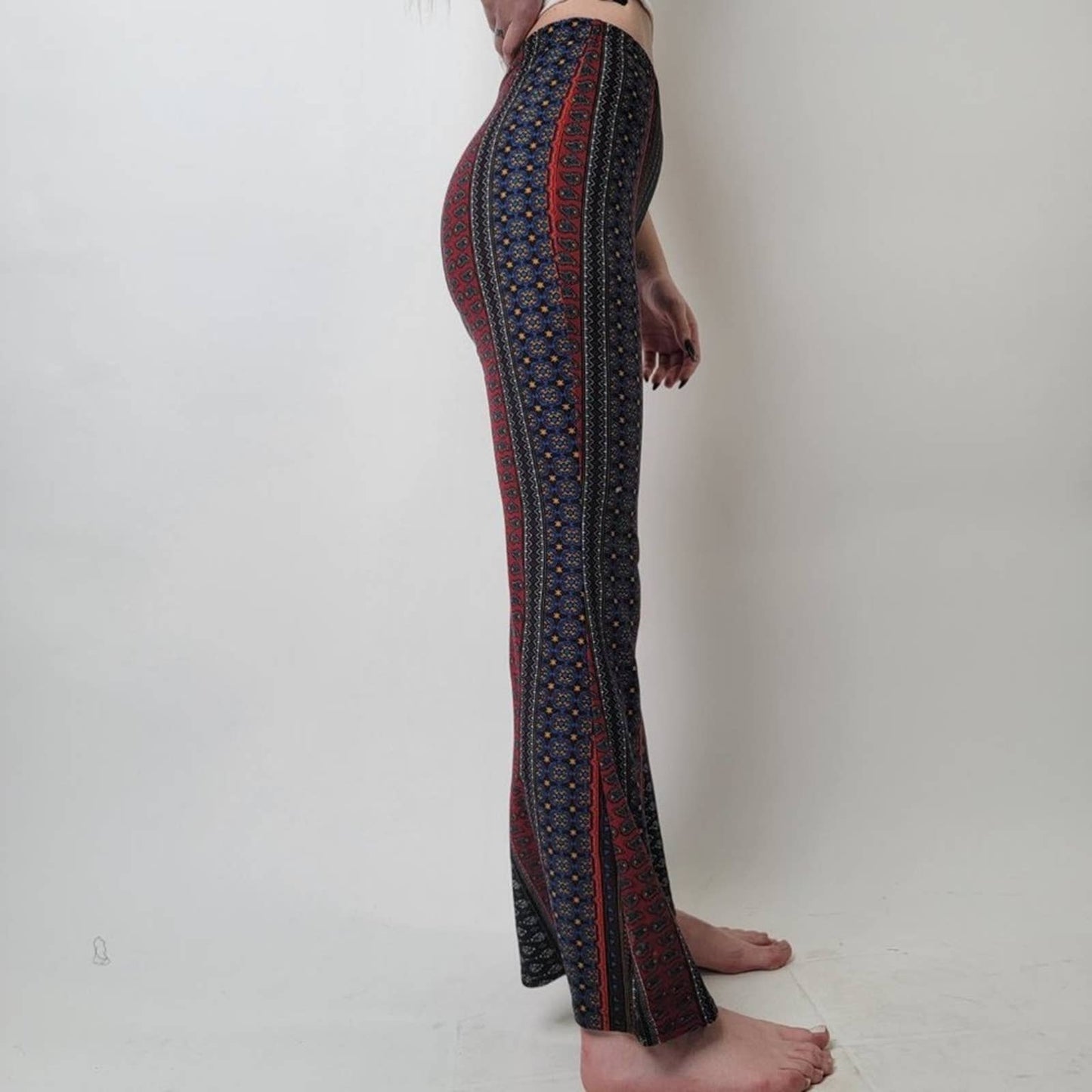 LA Gypsy Flared Boho High Rise Leggings - S