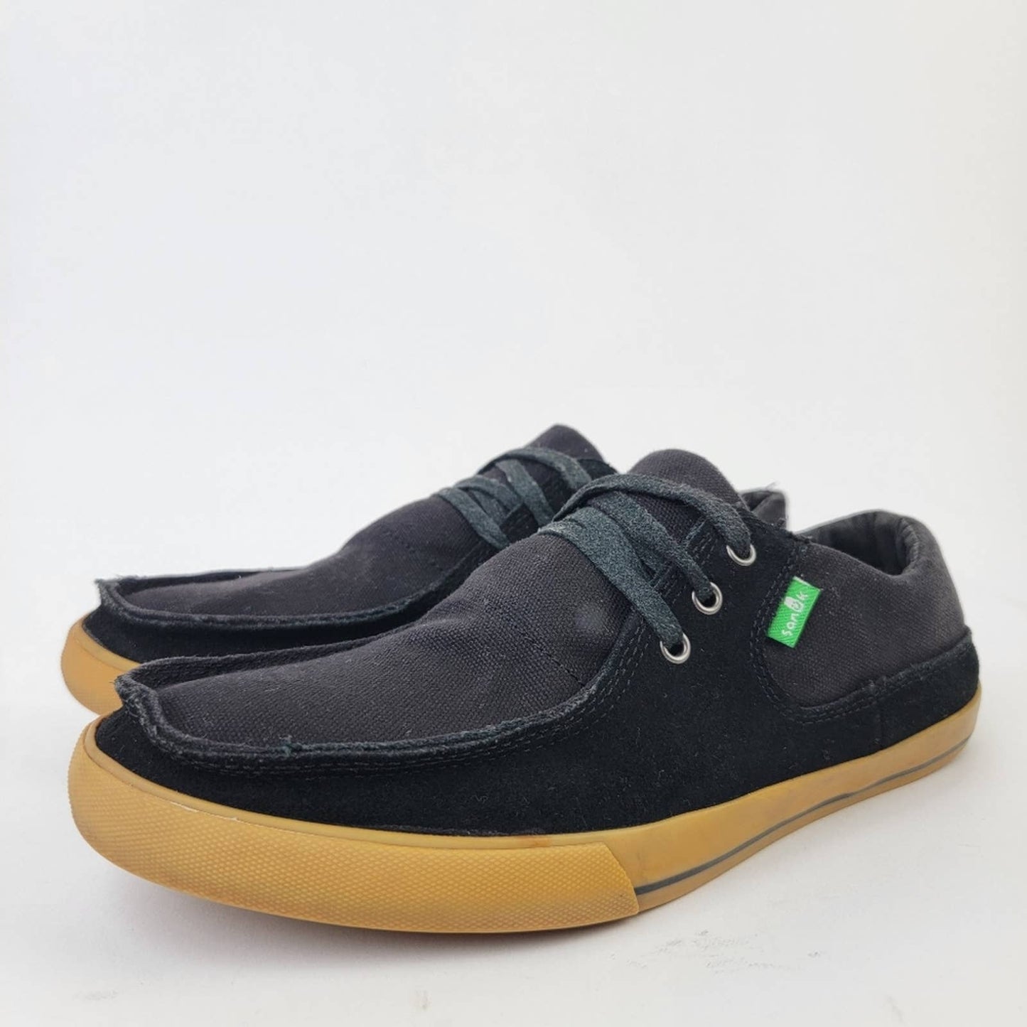 Sanuk The Sea Man NuNami Black Gum Lace Up Sneaker Loafers - 9