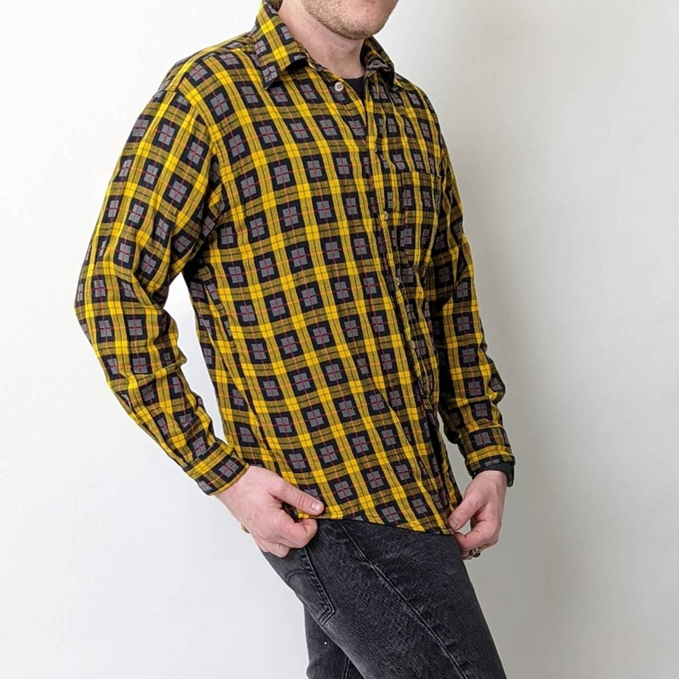 Big Rock Canyon Plaid Flannel Button Down Shirt- L