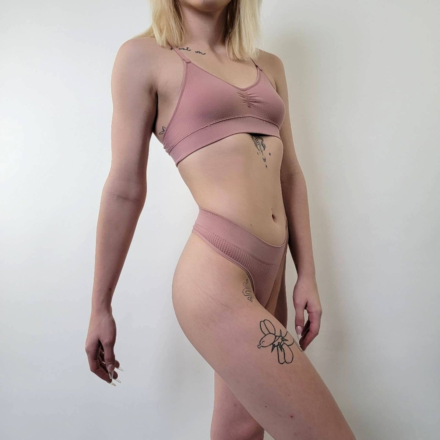 Dusty Pink Plain Lingerie Set - S