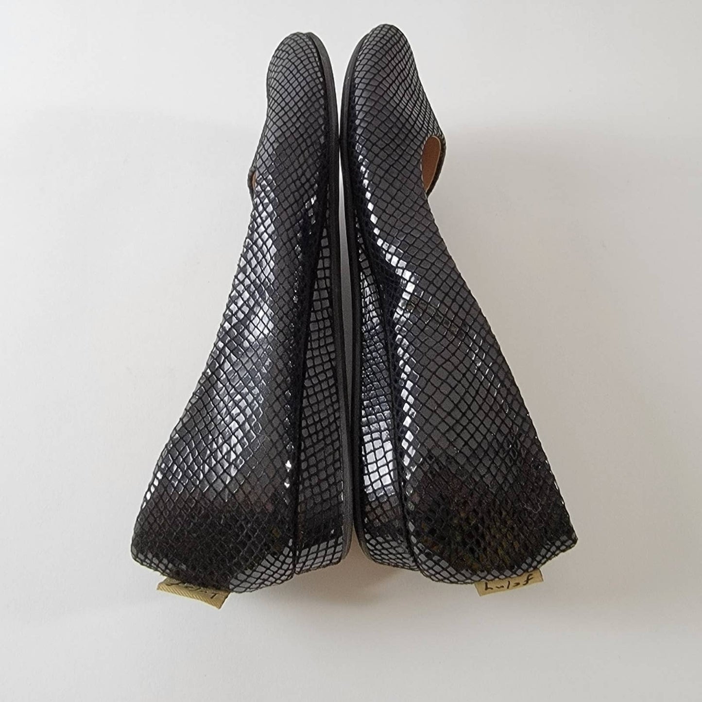 fs/ny French Sole Zeppa Black Fish Python Snake Scale Flats - 9