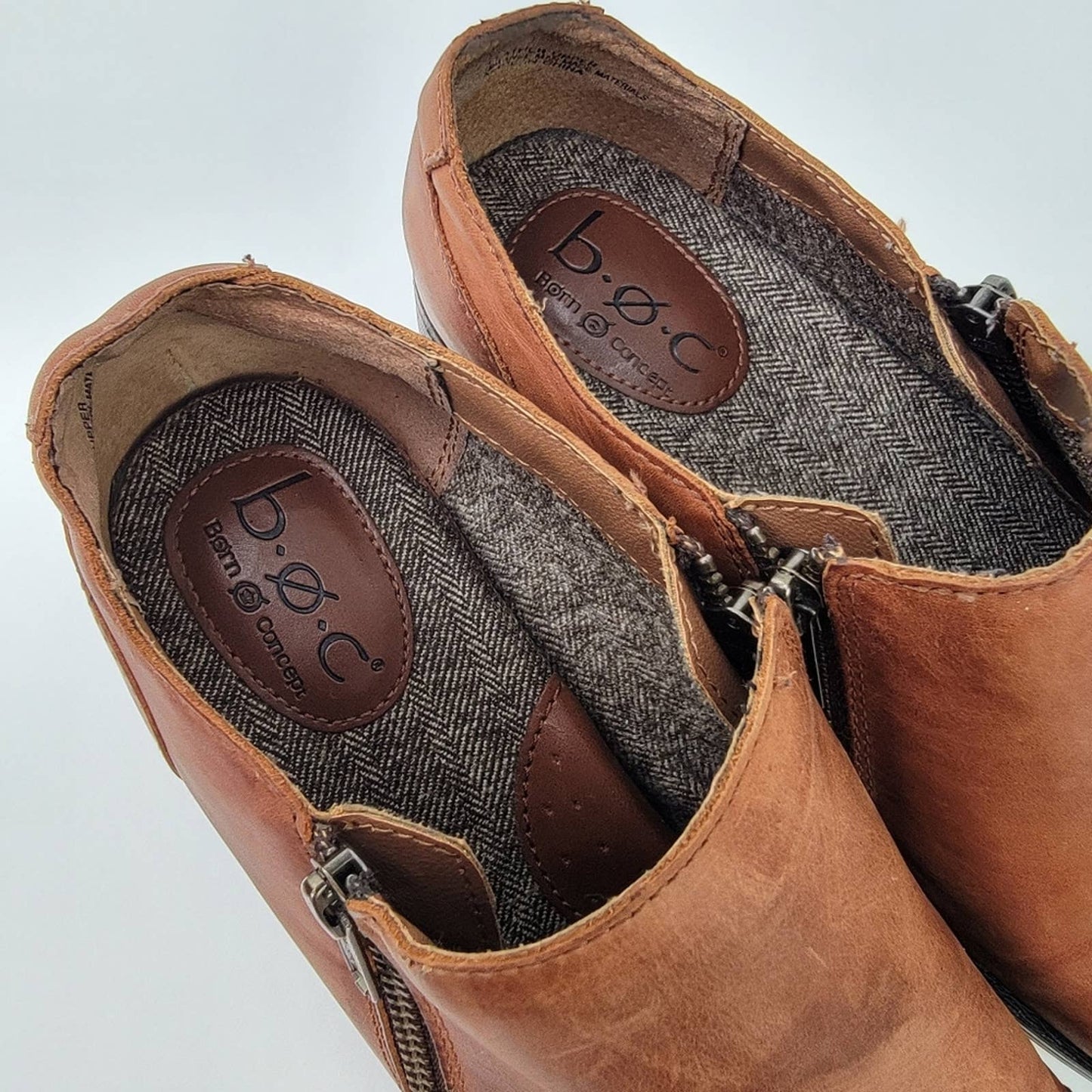 BOC Born Concept Brown Double Zipper Cap Toe Oxford Shoe - 9