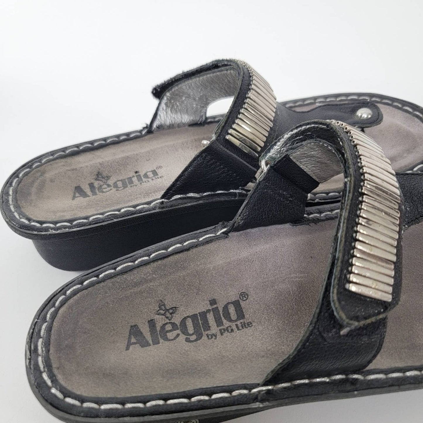 Alegria by PG Lite Carina Black Slip On Thong Platform Sandals - 9