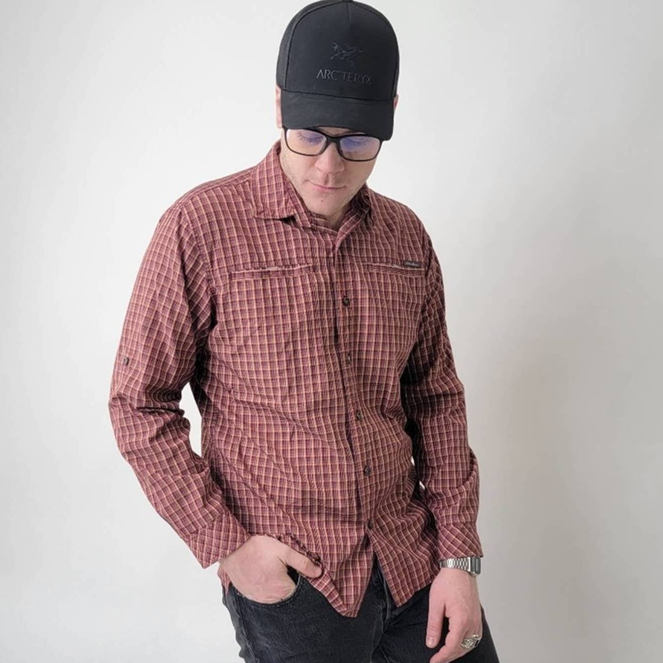 Eddie Bauer Lightweight Fishing Plaid Button Down - M