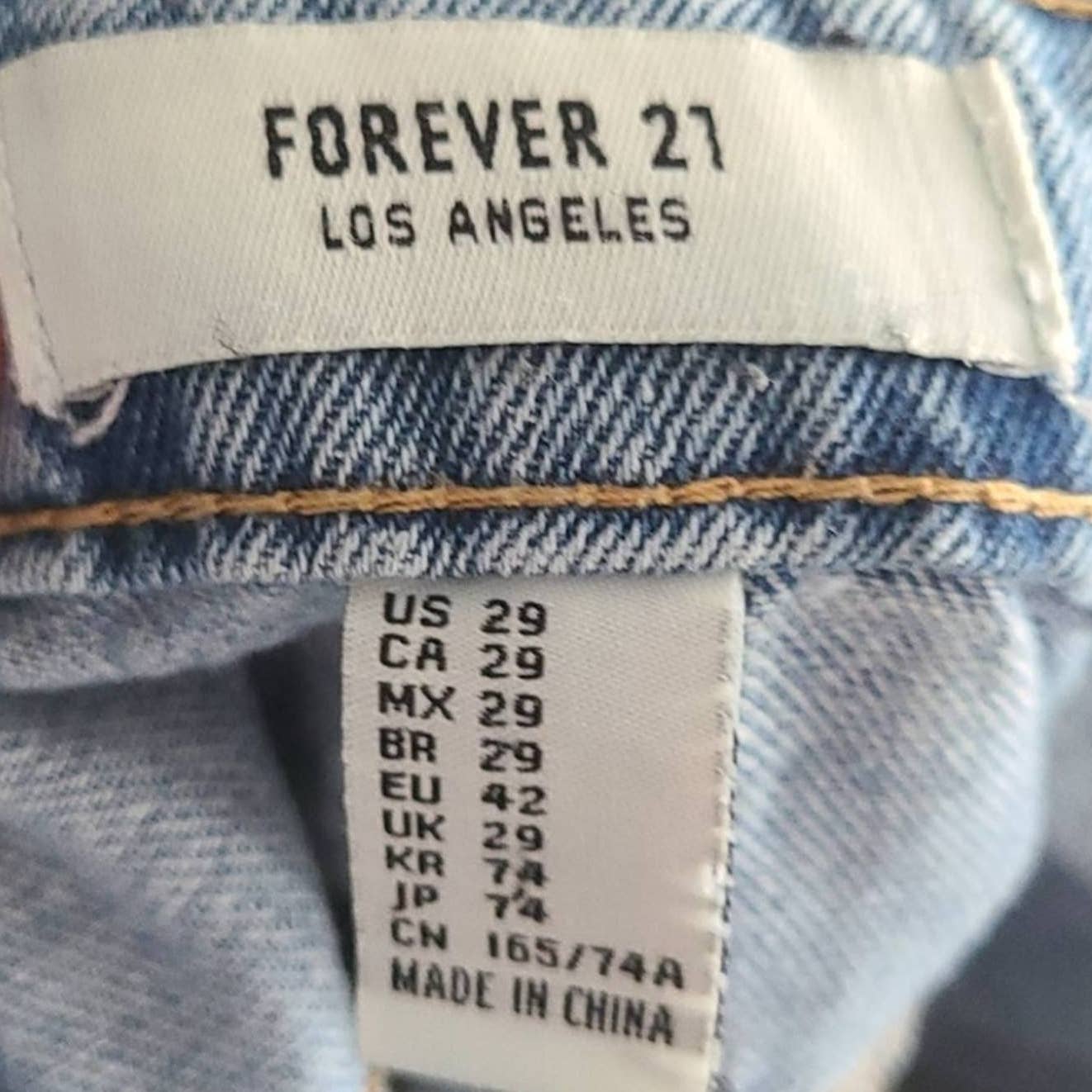 Forever 21 Light Wash Blue Denim High Waist Shorts - 29
