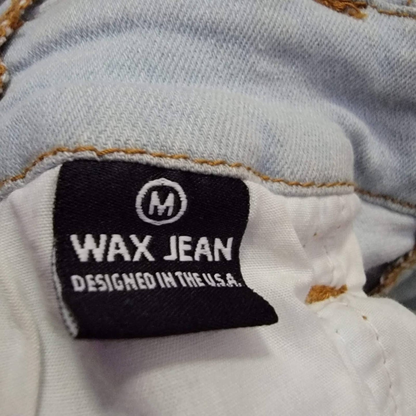 Light Wash Wax Jean Overalls Shortalls - M