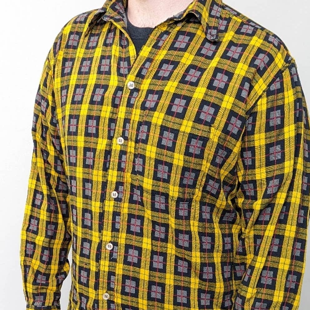 Big Rock Canyon Plaid Flannel Button Down Shirt- L