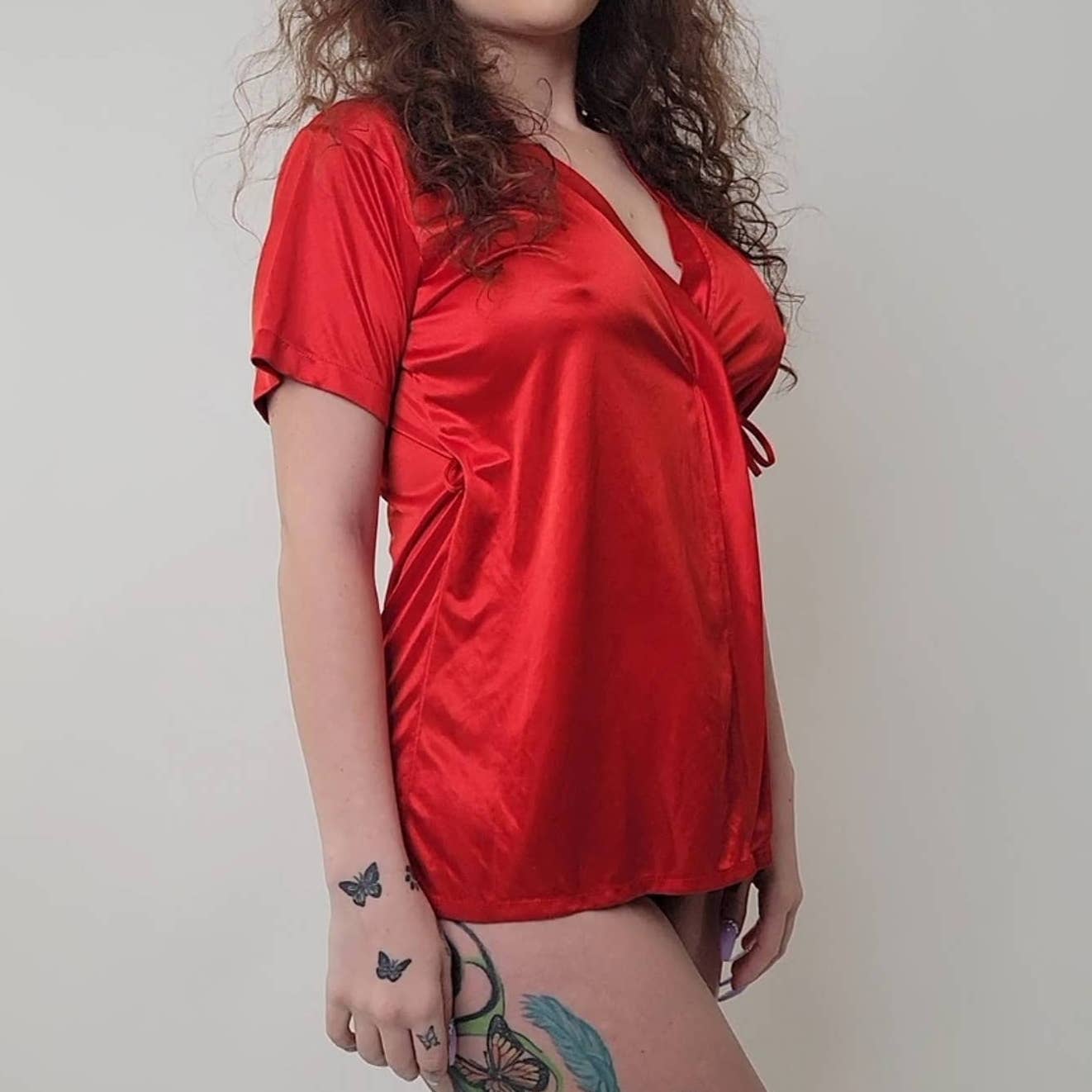 Vintage y2k Silky Babydoll Top Sleep Shirt Pajama Nightie - S